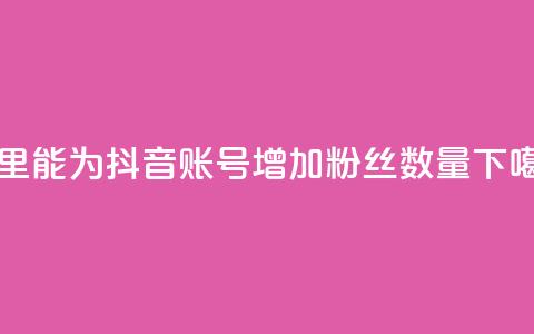 哪里能为抖音账号增加粉丝数量? 第1张 哪里能为抖音账号增加粉丝数量? 第1张