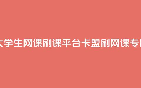 大学生网课刷课平台：卡盟刷网课专区  第1张