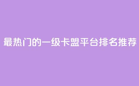 最热门的一级卡盟平台排名推荐  第1张 最热门的一级卡盟平台排名推荐  第1张