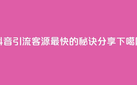 抖音引流客源最快的秘诀分享  第1张 抖音引流客源最快的秘诀分享  第1张