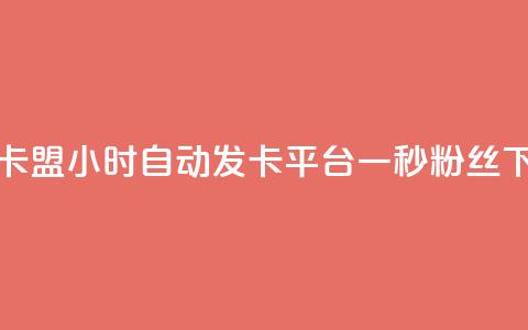 游戏卡盟24小时自动发卡平台 - 一秒1w粉丝app  第1张