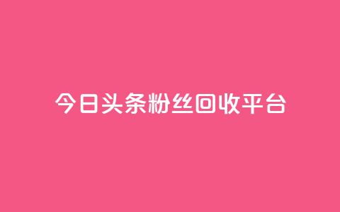 今日头条粉丝回收平台,1元涨100赞快手网站 - 拼多多充抖音为什么还贵点 qq空间人气自助  第1张
