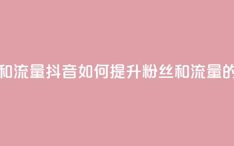 抖音怎么涨粉丝和流量 - 抖音如何提升粉丝和流量的最佳策略~  第1张 抖音怎么涨粉丝和流量 - 抖音如何提升粉丝和流量的最佳策略~  第1张