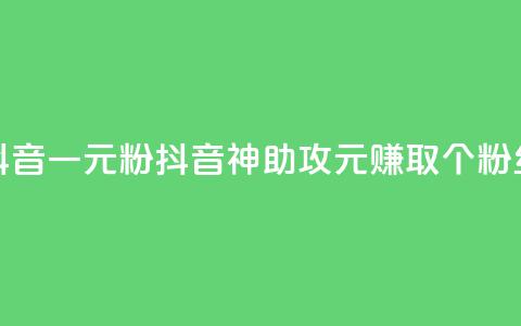 抖音一元1000粉(抖音神助攻:1元赚取1000个粉丝) 第1张 抖音一元1000粉(抖音神助攻:1元赚取1000个粉丝) 第1张