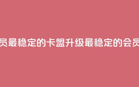 刷会员最稳定的卡盟(升级最稳定的会员卡盟)  第1张