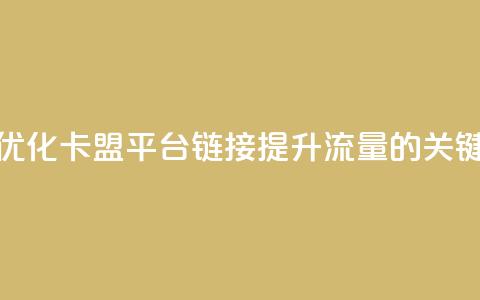 优化卡盟平台链接：提升流量的关键  第1张