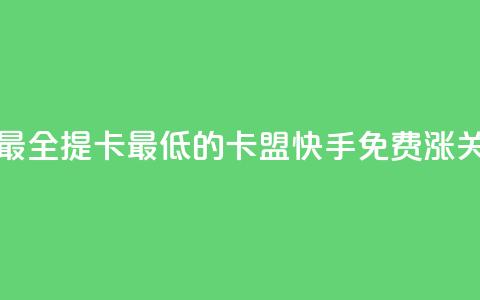全网辅助最全提卡最低的卡盟 - 快手免费涨关注  第1张