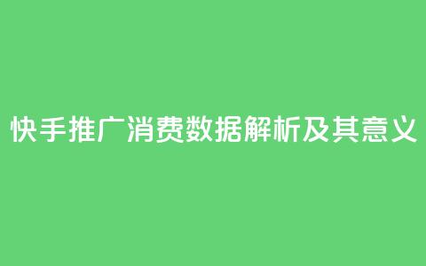 快手推广消费数据解析及其意义  第1张