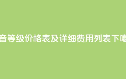 抖音等级价格表及详细费用列表  第1张 抖音等级价格表及详细费用列表  第1张
