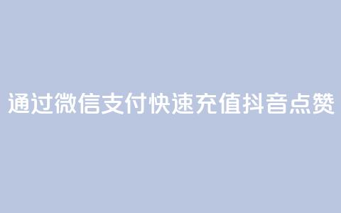 通过微信支付快速充值抖音点赞  第1张 通过微信支付快速充值抖音点赞  第1张