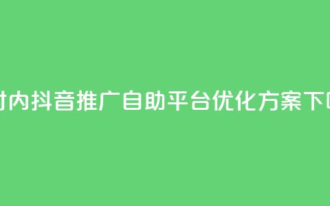 24小时内抖音推广自助平台优化方案  第1张