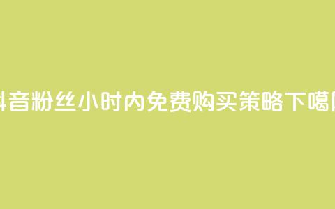 抖音粉丝24小时内免费购买策略 第1张 抖音粉丝24小时内免费购买策略 第1张