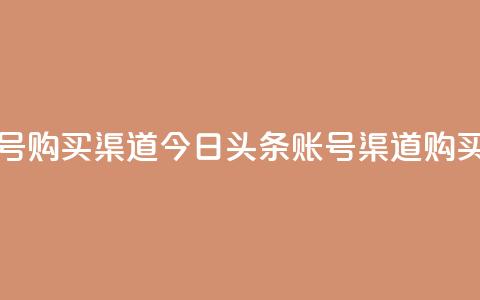 今日头条账号购买渠道 - 今日头条账号渠道购买攻略~  第1张