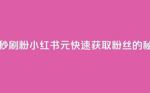 1元小红书秒刷1000粉 - 小红书1元快速获取1000粉丝的秘笈~  第1张