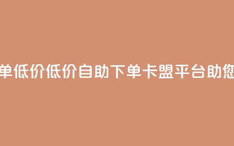 卡盟平台自助下单低价(低价自助下单-卡盟平台助您轻松省钱)  第1张