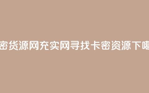 卡密货源网(充实网，寻找卡密资源)  第1张