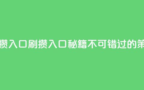刷攒入口(刷攒入口秘籍:不可错过的SEO策略) 第1张 刷攒入口(刷攒入口秘籍:不可错过的SEO策略) 第1张