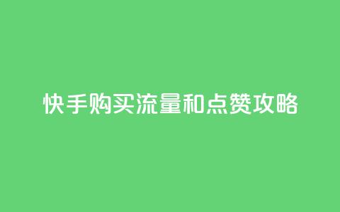 快手购买流量和点赞攻略 第1张 快手购买流量和点赞攻略 第1张