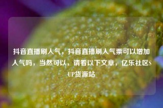 抖音直播刷人气,抖音直播刷人气票可以增加人气吗,当然可以,请看以下文章,亿乐社区SUP货源站