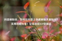 抖音刷粉丝,如何在抖音上快速刷取大量粉丝?实用攻略分享!亿乐社区SUP货源站