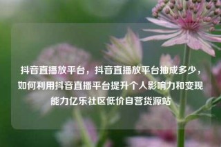 抖音直播放平台,抖音直播放平台抽成多少,如何利用抖音直播平台提升个人影响力和变现能力亿乐社区低价自营货源站
