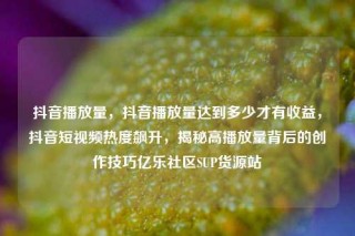 抖音播放量,抖音播放量达到多少才有收益,抖音短视频热度飙升,揭秘高播放量背后的创作技巧亿乐社区SUP货源站