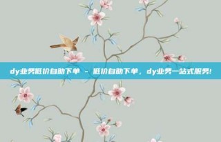 dy业务低价自助下单 - 低价自助下单，dy业务一站式服务!
