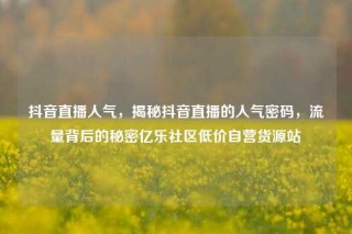 抖音直播人气,揭秘抖音直播的人气密码,流量背后的秘密亿乐社区低价自营货源站