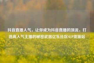 抖音直播人气,让你成为抖音直播的顶流,打造高人气主播的秘密武器亿乐社区SUP货源站