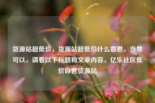 货源站超低价,货源站超低价什么意思,当然可以,请看以下标题和文章内容,亿乐社区低价自营货源站