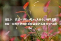 流量卡，流量卡移动19元200g大王卡，畅享无限流量—探索移动通信的新篇章亿乐社区SUP货源站