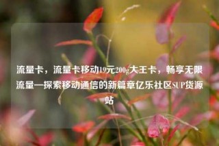 流量卡,流量卡移动19元200g大王卡,畅享无限流量—探索移动通信的新篇章亿乐社区SUP货源站