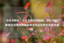 小红书粉丝,小红书粉丝如何涨,小红书粉,解锁生活美学的新篇章亿乐社区低价自营货源站