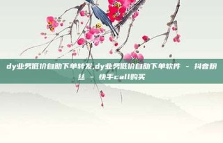 dy业务低价自助下单转发,dy业务低价自助下单软件 - 抖音粉丝 - 快手call购买