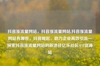 抖音涨流量网站,抖音涨流量网站,抖音涨流量网站有哪些,抖音崛起,助力企业高效引流—探索抖音涨流量网站的新途径亿乐社区SUP货源站