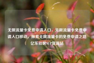无限流量卡免费申请入口,无限流量卡免费申请入口移动,探索无限流量卡的免费申请之路亿乐社区SUP货源站