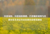 抖音涨粉，抖音涨粉策略，打造爆款视频与优质社区生态亿乐社区低价自营货源站