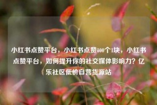 小红书点赞平台,小红书点赞100个1块,小红书点赞平台,如何提升你的社交媒体影响力?亿乐社区低价自营货源站