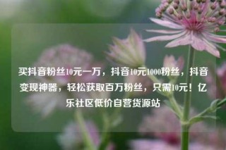 买抖音粉丝10元一万,抖音10元1000粉丝,抖音变现神器,轻松获取百万粉丝,只需10元!亿乐社区低价自营货源站