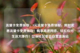 流量卡免费领取,9元流量卡免费领取,限时优惠流量卡免费领取!畅享高速网络,轻松应对生活大事件!亿乐社区低价自营货源站