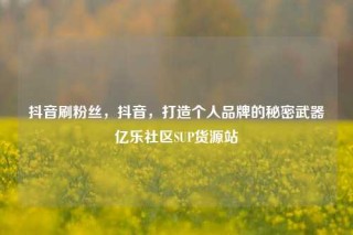 抖音刷粉丝,抖音,打造个人品牌的秘密武器亿乐社区SUP货源站