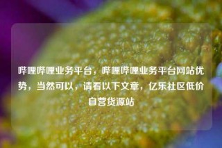 哔哩哔哩业务平台,哔哩哔哩业务平台网站优势,当然可以,请看以下文章,亿乐社区低价自营货源站
