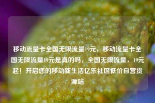 移动流量卡全国无限流量19元,移动流量卡全国无限流量19元是真的吗,全国无限流量,19元起!开启您的移动新生活亿乐社区低价自营货源站