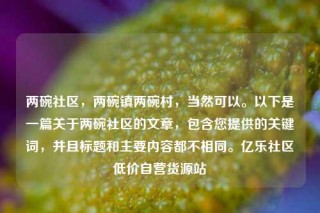 两碗社区，两碗镇两碗村，当然可以。以下是一篇关于两碗社区的文章，包含您提供的关键词，并且标题和主要内容都不相同。亿乐社区低价自营货源站