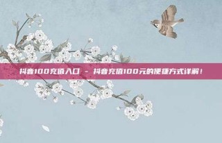 抖音100充值入口 - 抖音充值100元的便捷方式详解！