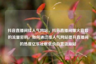 抖音直播间挂人气网站,抖音直播间爆火背后的流量密码,如何通过挂人气网站提升直播间的热度亿乐社区低价自营货源站