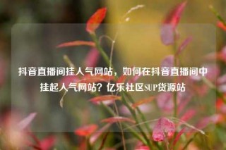 抖音直播间挂人气网站,如何在抖音直播间中挂起人气网站?亿乐社区SUP货源站