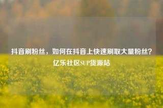 抖音刷粉丝,如何在抖音上快速刷取大量粉丝?亿乐社区SUP货源站