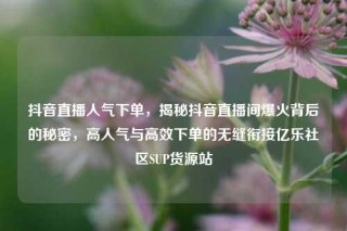 抖音直播人气下单，揭秘抖音直播间爆火背后的秘密，高人气与高效下单的无缝衔接亿乐社区SUP货源站