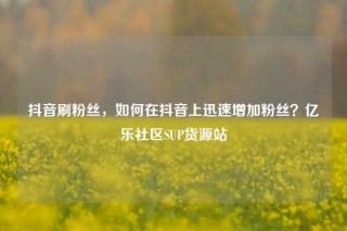 抖音刷粉丝,如何在抖音上迅速增加粉丝?亿乐社区SUP货源站